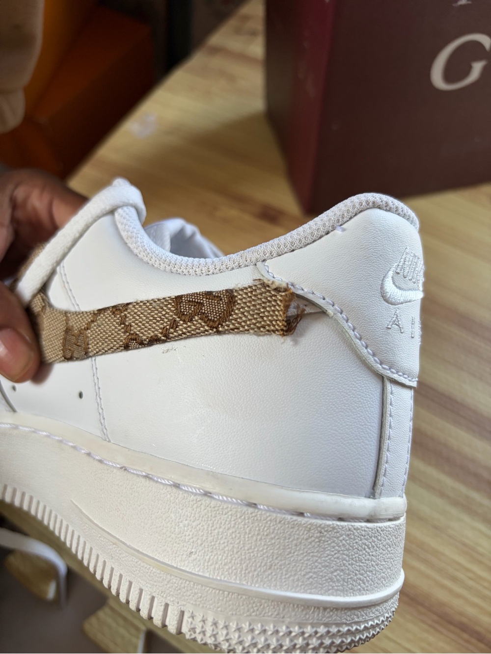 Nike Air Force 1 customized w/ a classic brown Gucci GG supreme monogram pattern - Picture 5 of 8
